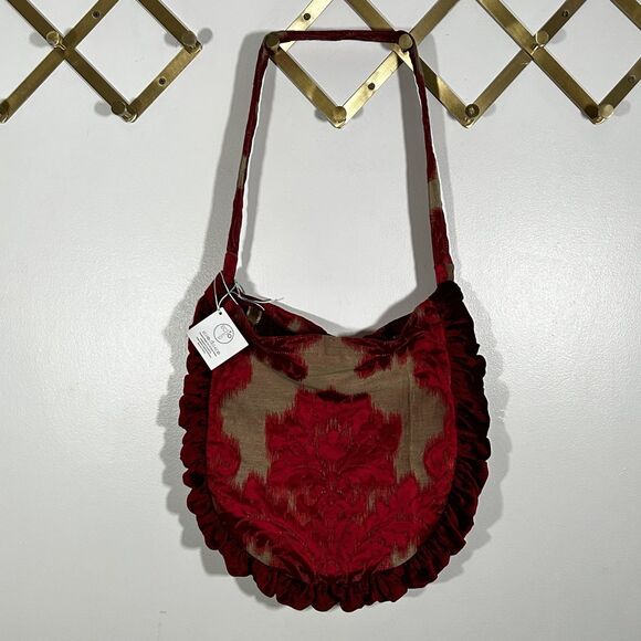 nwt Boho Bag Tote Purse Echo Her Echo Brocade Velvet Cross Body Recycled Fabrics - Picture 2 of 11